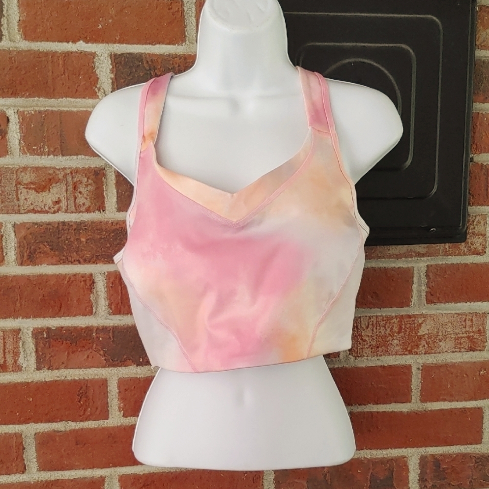 Wavvy  Pink and Orange Tie-Dye Sports Bra Size XL (671)